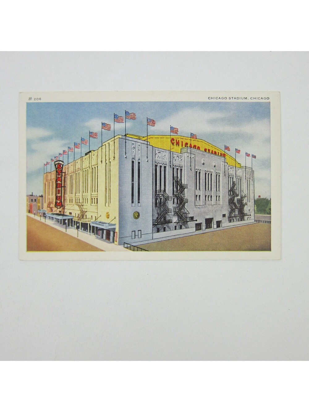Postcard Chicago Stadium Illinois Basketball Bulls & Hockey Blackhawks Antique